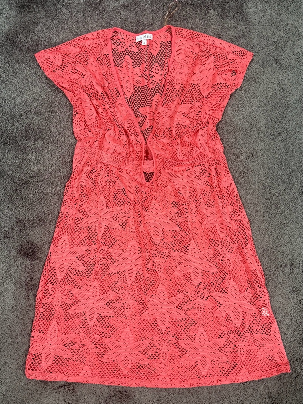 Coral Crochet Cover Dress Swimsuit Cover Up